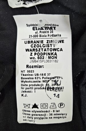 Ubranie Zimowe Kurtka Spodnie czołgisty mechanika Czarny WP wz.602 100/174 10 16857385278