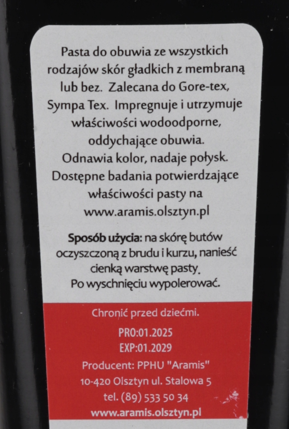 CZARNA PASTA DO OBUWIA SPECJALNEGO ZE SKÓRY Z MEMBRANĄ GORE-TEX ARAMIS 2 5 17676749870